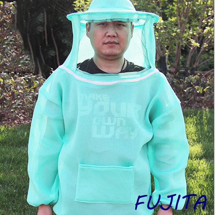 2点セット 養蜂 防護服 作業服 作業着 フード付き フェイスネット付 通気 害虫駆除 虫よけ 防虫 農作業 草刈り ガーデニング 隙間なし日焼け対策